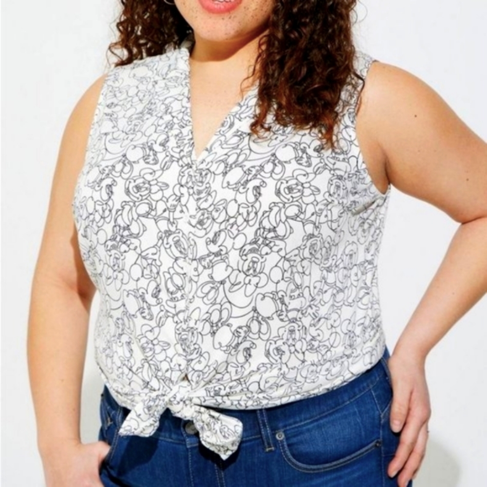 ❤️NWT TORRID TOP MINNIE MICKEY MOUSE CHALLIS DISNEY SLEEVELESS BLOUSE